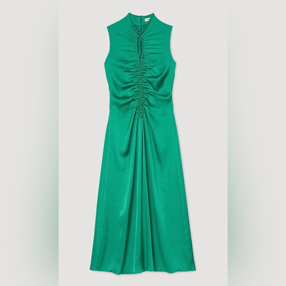 Sandro 

DRAPED SATIN-EFFECT DRESS
